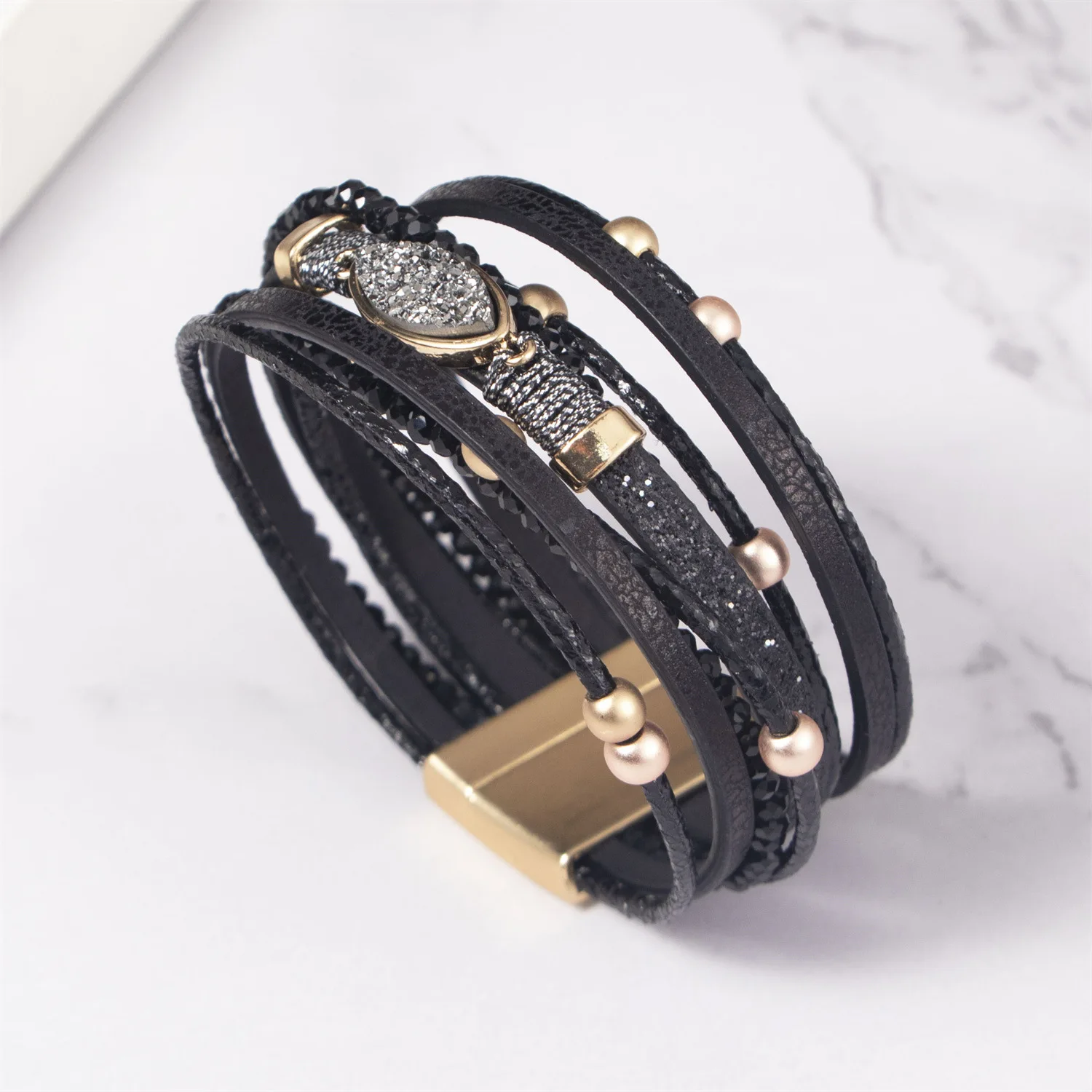 PU Leather Magnetic Bracelet for Ladies