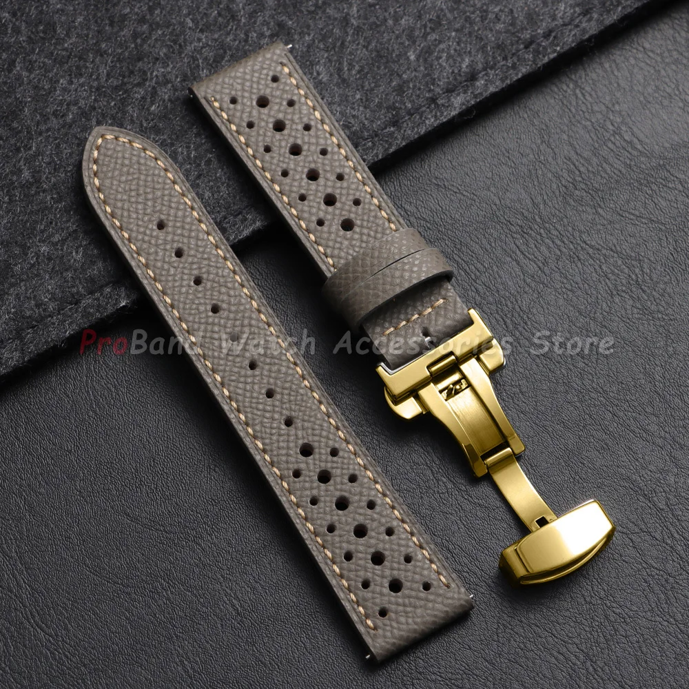 Vintage Genuine Leather Watch Band - Universal Cowhide Strap with Breathable Design