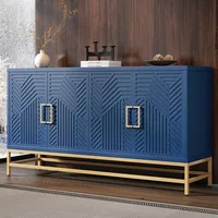 Accent Sideboard Cabinet  Retro Credenza Console Storage Cabinet Dining Buffet Table with 4 Doors & Adjustable 1