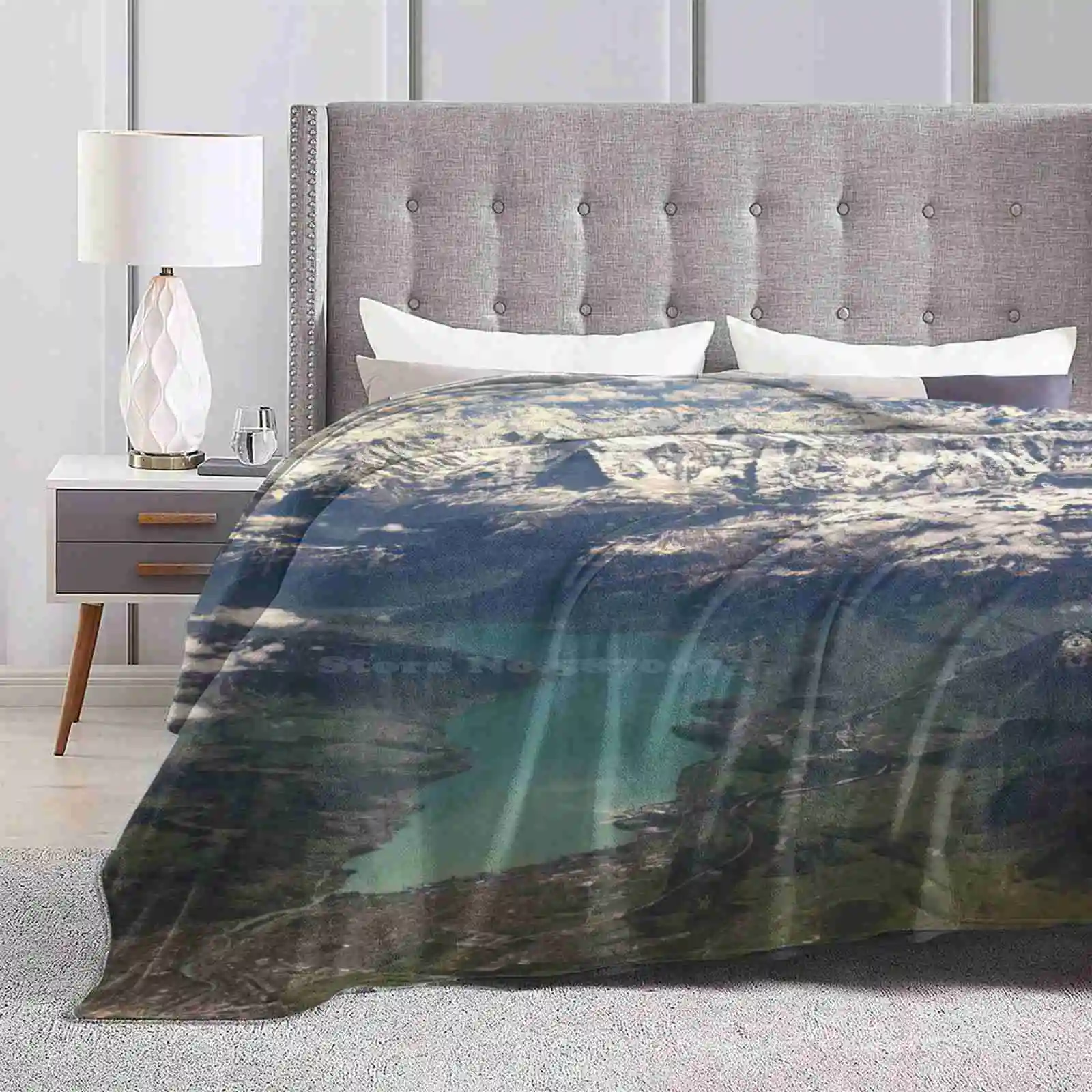 Lake Thun : Of The Eiger , Moench E Jungfrau Quattro Stagioni Confortevole Coperta Morbida Calda Eiger Alpinismo Bernese