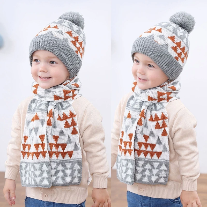 Christmas Deer Pattern Children Hat Scarf Set Autumn And Winter Warm Boys And Girls Baby Christmas Gift Cartoon Jacquard
