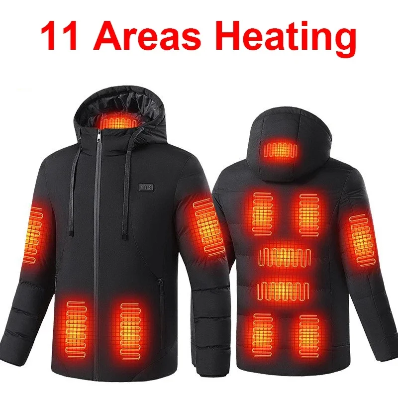 

Men 11 Areas Heated Jacket USB Winter Outdoor Electric Heating Jackets Warm Sports Thermal Coat Clothing Heatable Cotton jacket