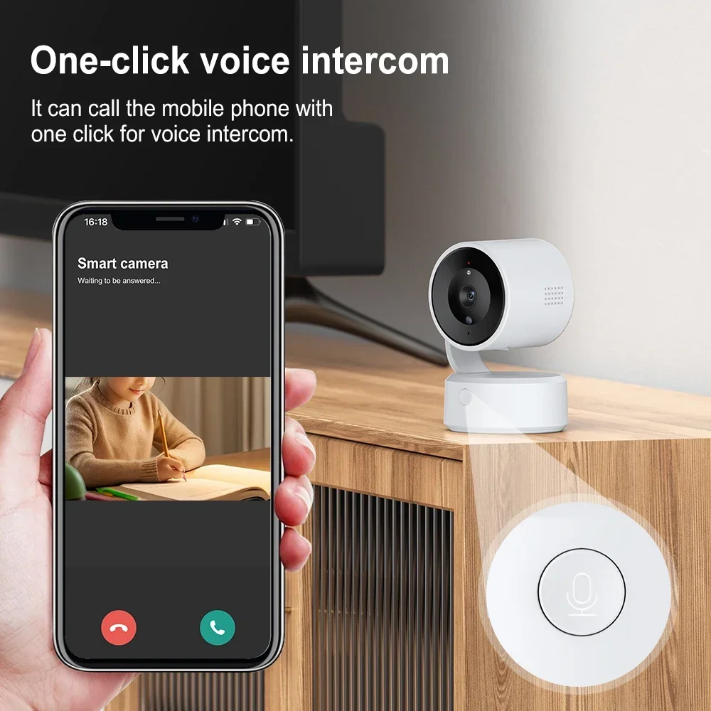 PEGATAH 5MP One-touch Call Indoor Baby Monitor WiFi PTZ Camera Auto Tracking Color Night Vision IP Surveillance Cam Tuya App 3