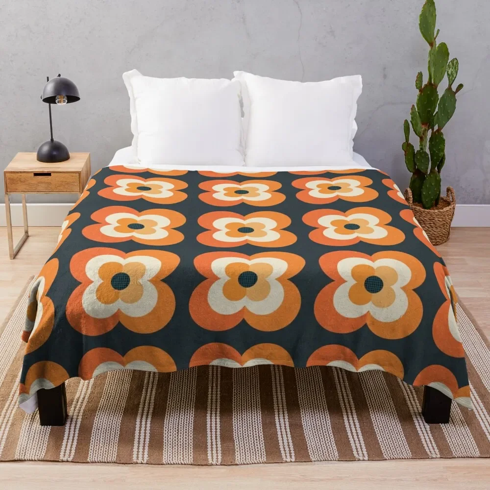 

Retro Flowers - Orange and Charcoal Throw Blanket Comforter Blanket Fashion Sofa Blankets