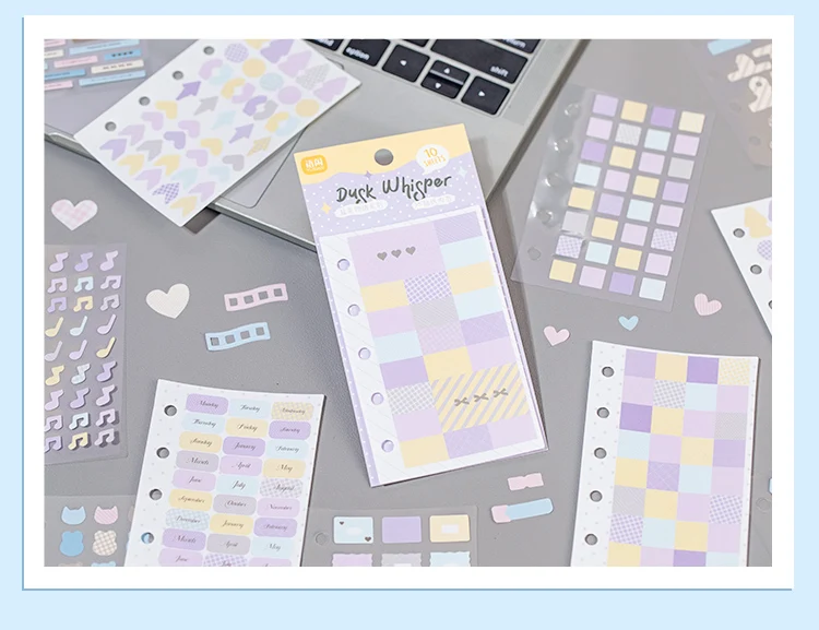 10 Pcs Cartoon Shaped Sticker Pack Colored Marks Cute Diary Stickers Scrapbooking Collage Card Decoration School Accessories