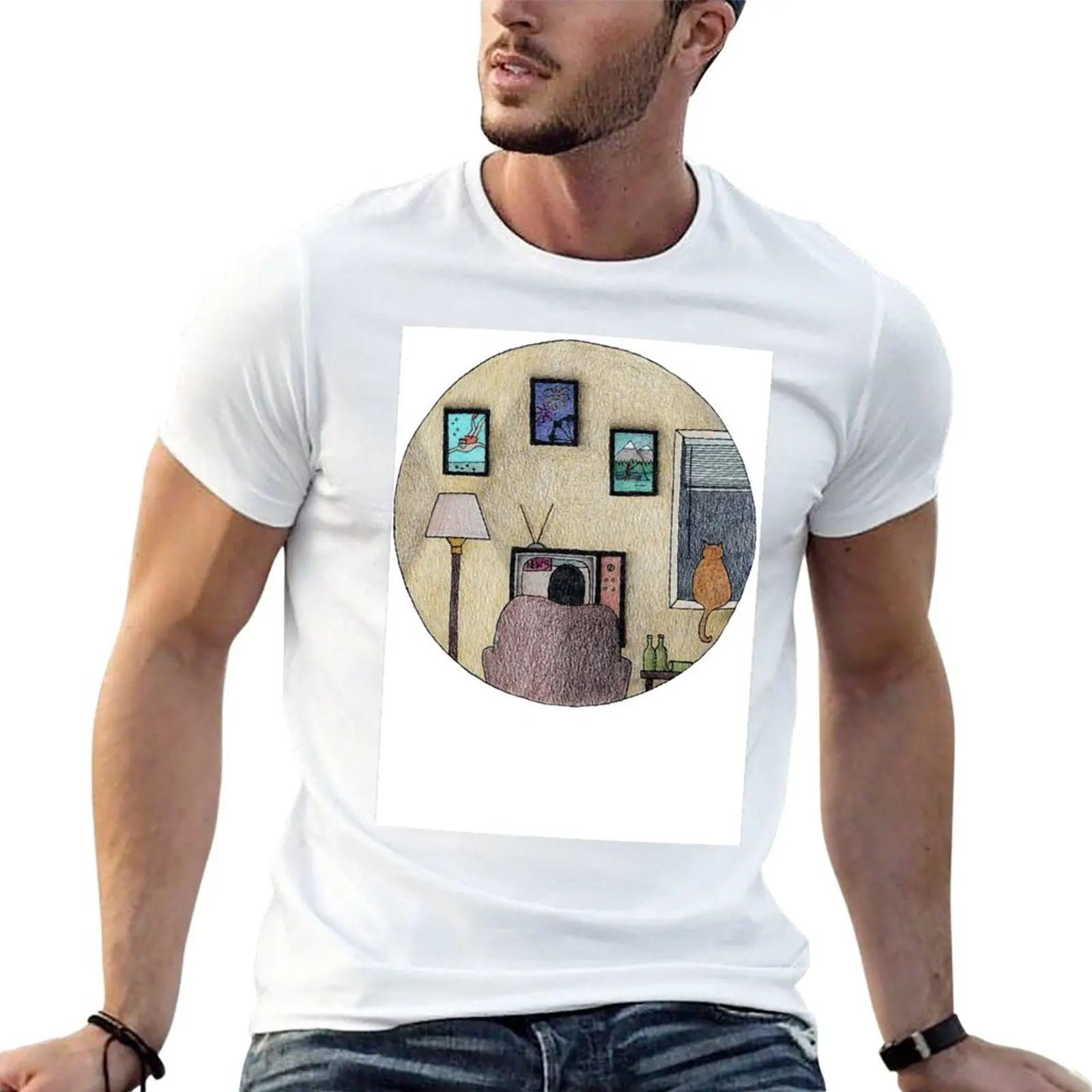 

New Flightless Bird American Mouth - Iron and Wine Illustration T-Shirt summer tops summer clothes men workout shirt