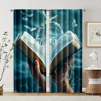 2pcs, Curtain Set 2D print inspirational bible Versatile Durable Polyester (without rod) Stuff Clearance for Kitchen Living Room 2