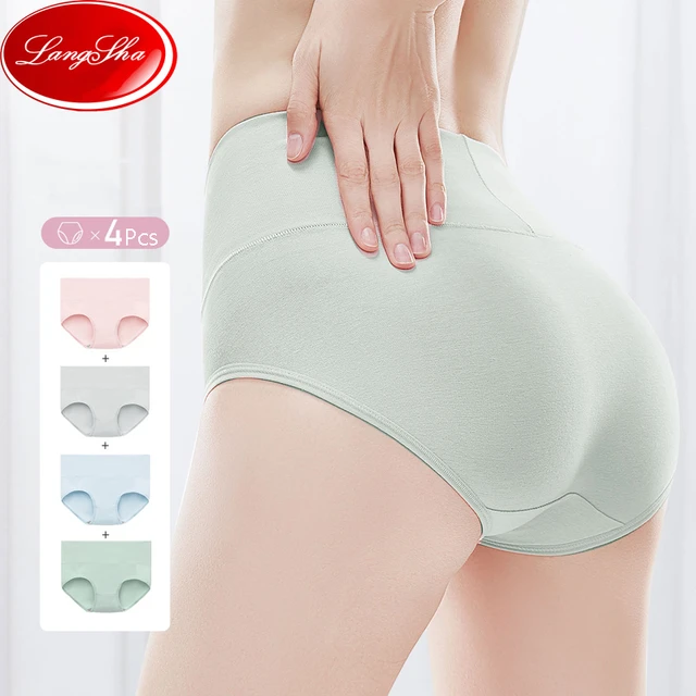 Plus Size 4PCS High Waist CottonPanties Women Body Shaper