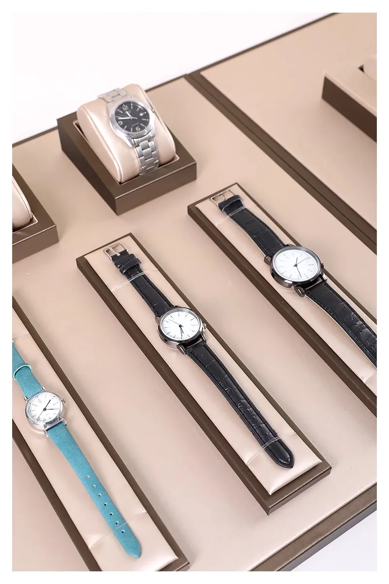 Luxury Brown Leatherette Watch Display Stand Holder – Retail Store Counter and Window O... - SKU LWDS1707 - UGI Packaging
