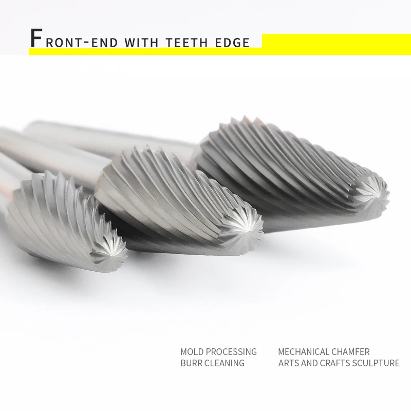 텅스텐 강철 하드 로터리 합금 금속 그라인딩 헤드 1pcs 보링 커터 L 형 원추형 돔 로터리 파일