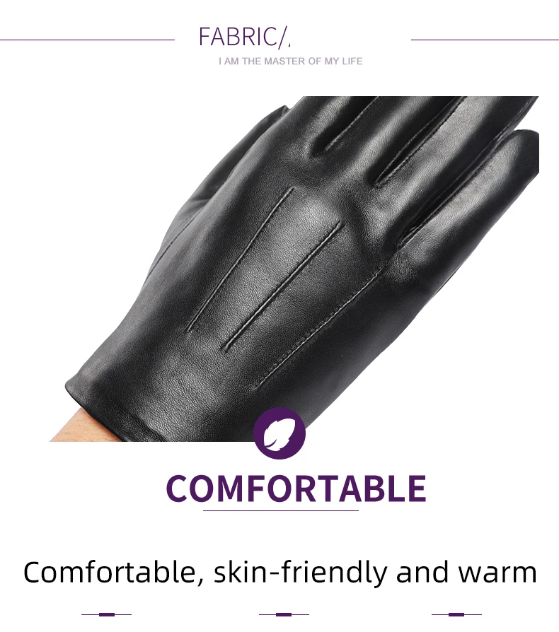 Herren Winter Warme Schafsleder-Handschuhe - Touchscreen-Kompatibel, Winddicht & Wasserdicht für Autofahren, Wandern und Geschäftliches – Detail 3