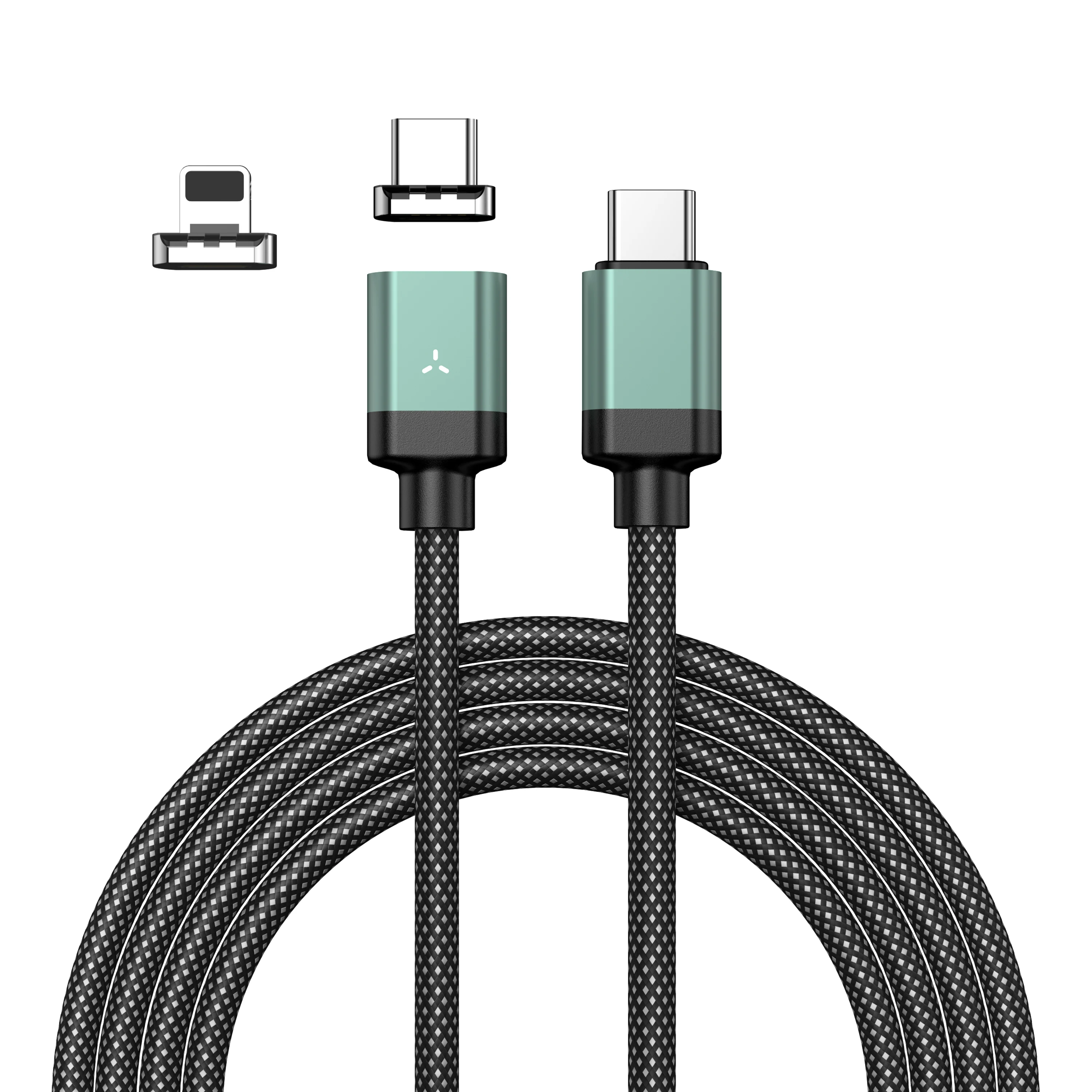 Premium Nylon Braided Magnetic USB-C Fast Charging Cable - 1.2M, 100W Capacity