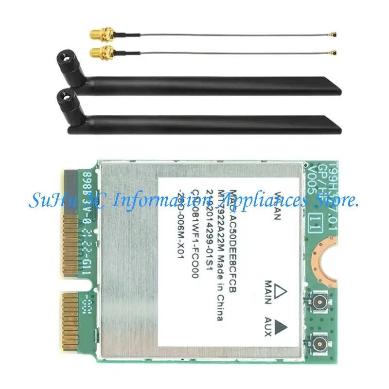 MT7922 WiFi 6E 어댑터 M.2 트리플 밴드 6GHz/5GHz/2.4GHz 호환 5.2