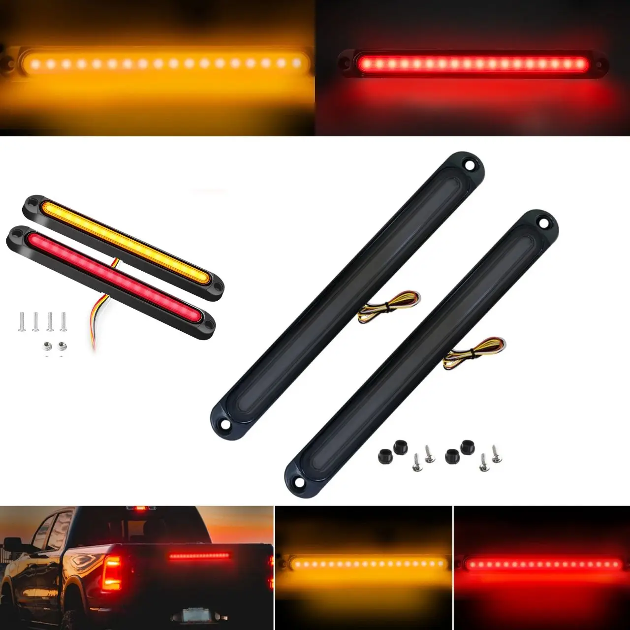 10 "Led Trailer Fanale Posteriore Barra Freno Stop Indicatori Di Direzione Rosso E Ambra Sequenziale Strobe Strip Lamp Per Pickup Offroad Truck Rv