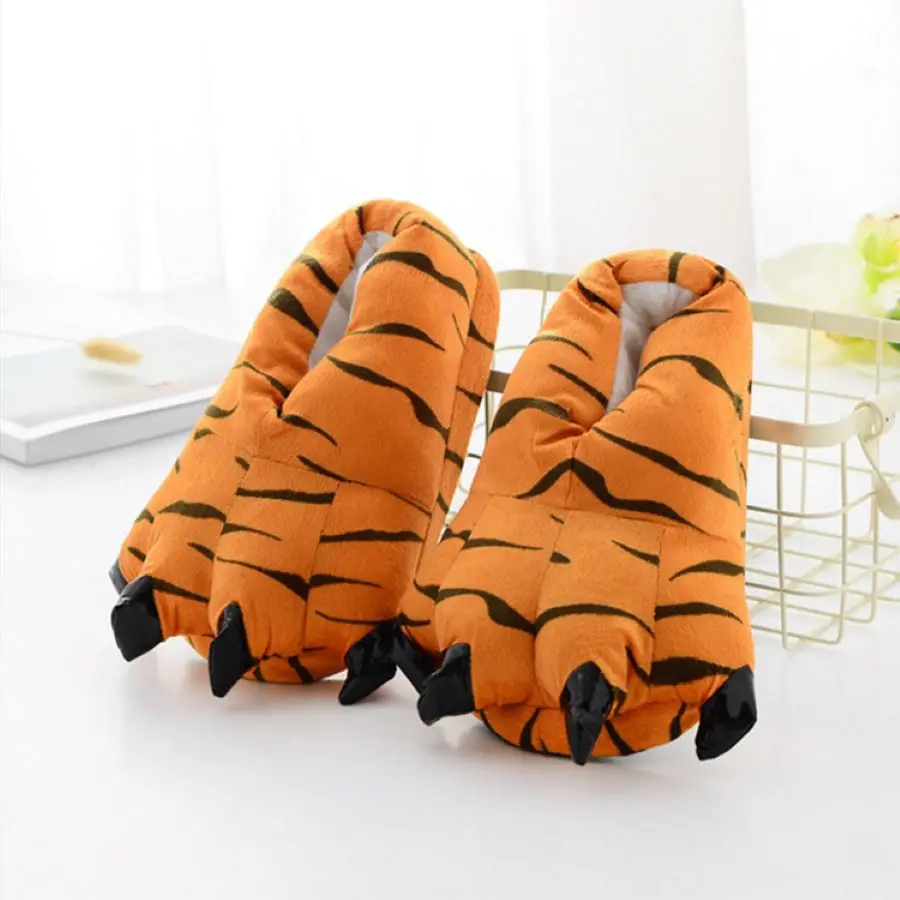 2024 Winter Soft Kigurumi Slippers Women Men funny Shoes Animal Christmas Dinosaur Claw Plush Home Shoes 2