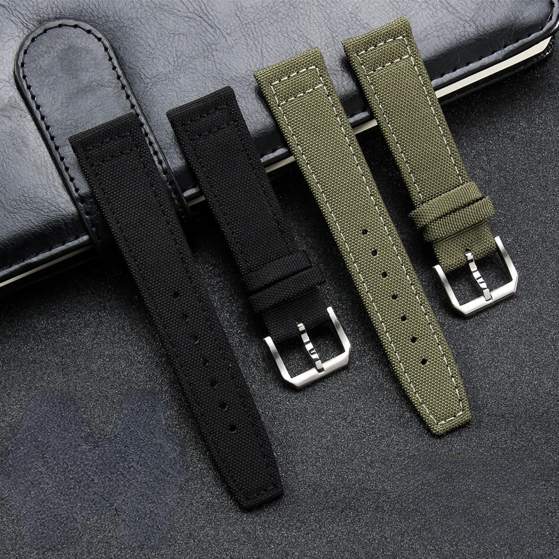 Cinturino Per Orologio In Vera Pelle Di Nylon Su Tela Per Iwc Pilot Novità Portugieser Portofino Aquatimer Bracciale 20 21 22Mm Uomo