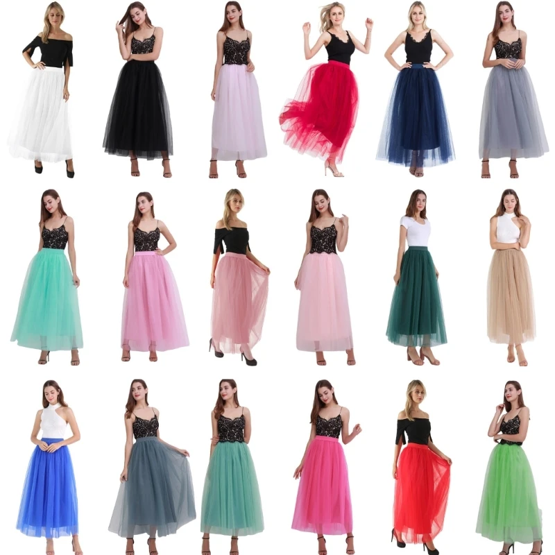 

50JB Womens Layered Pleated Tulle Skirt Dance Skirt Bridesmaids Petticoat Halloween Party Cosplay Skirt Costumes