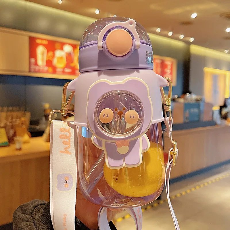 휴대용 야외 스포츠 물병 500ml/720ml/1000ml, 재사용 가능한 핸디 플라스틱 컵, 대용량 학생 귀여운 컵