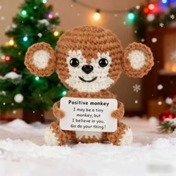 Handmade Positive Crochet Monkey - Cute Emotional Desktop Decoration Gift (1 PC)