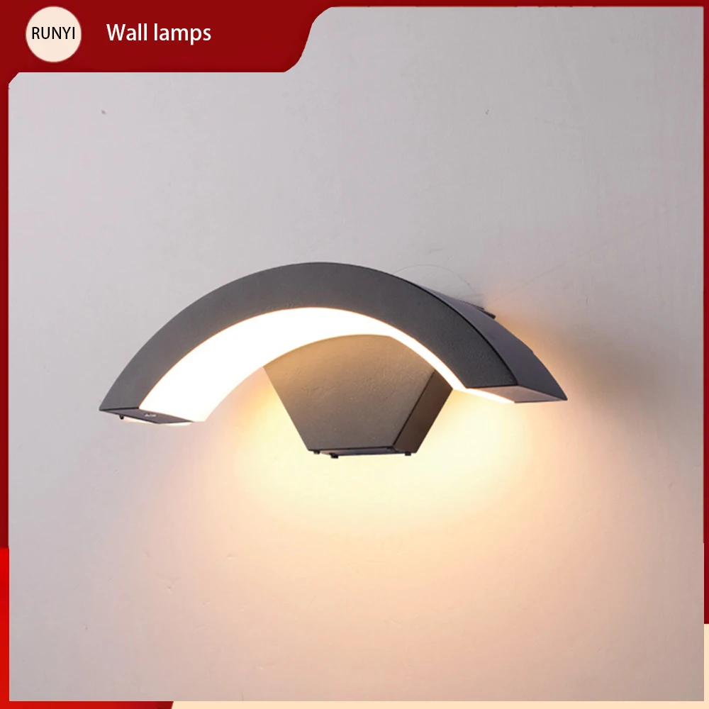 Led Outdoor Wall Lamp Waterproof Human Sensor Light Creative Outdoor Balcony Moon-shaped Wall Lamp Garden Decor Night Light