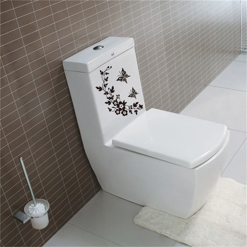Description Picture 5 of itemButterfly Flower Vine Bathroom Wall Stickers Home Decoration Wallpaper Decals For Toilet Decorative Sticker Decor