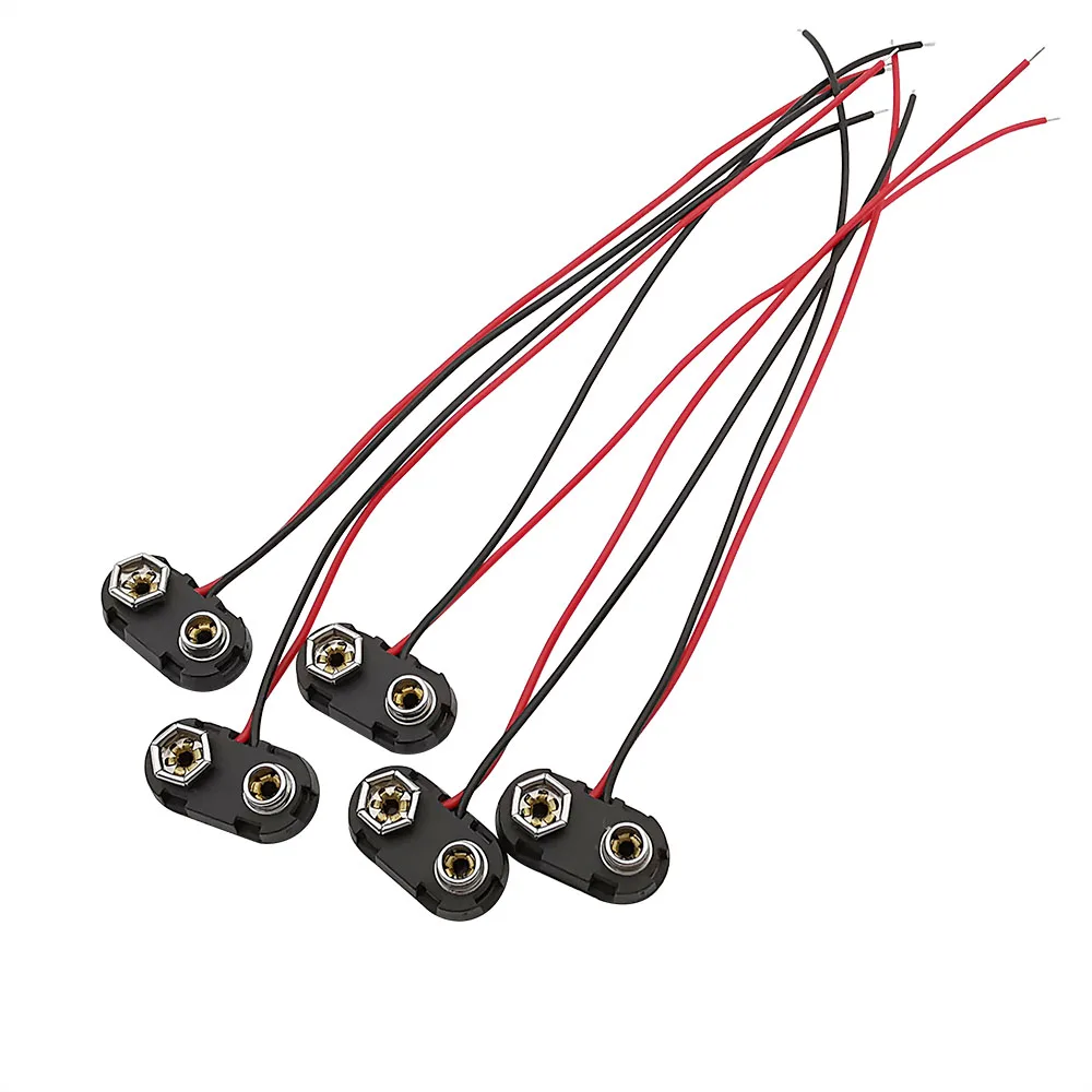 (Pack Of 120) I-Type 9V Battery Connector Clips With Wires - Hard Plastic Housing, 15cm Leads