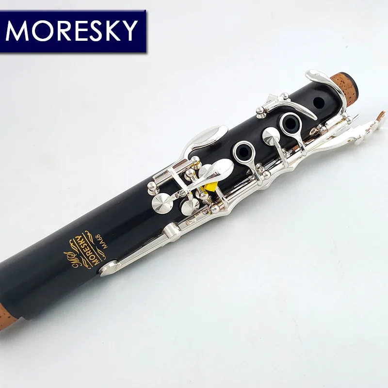 MORESKY Professional Ebony Clarinet A tune 17 Key Silver plated copper Clarinet In La MA68