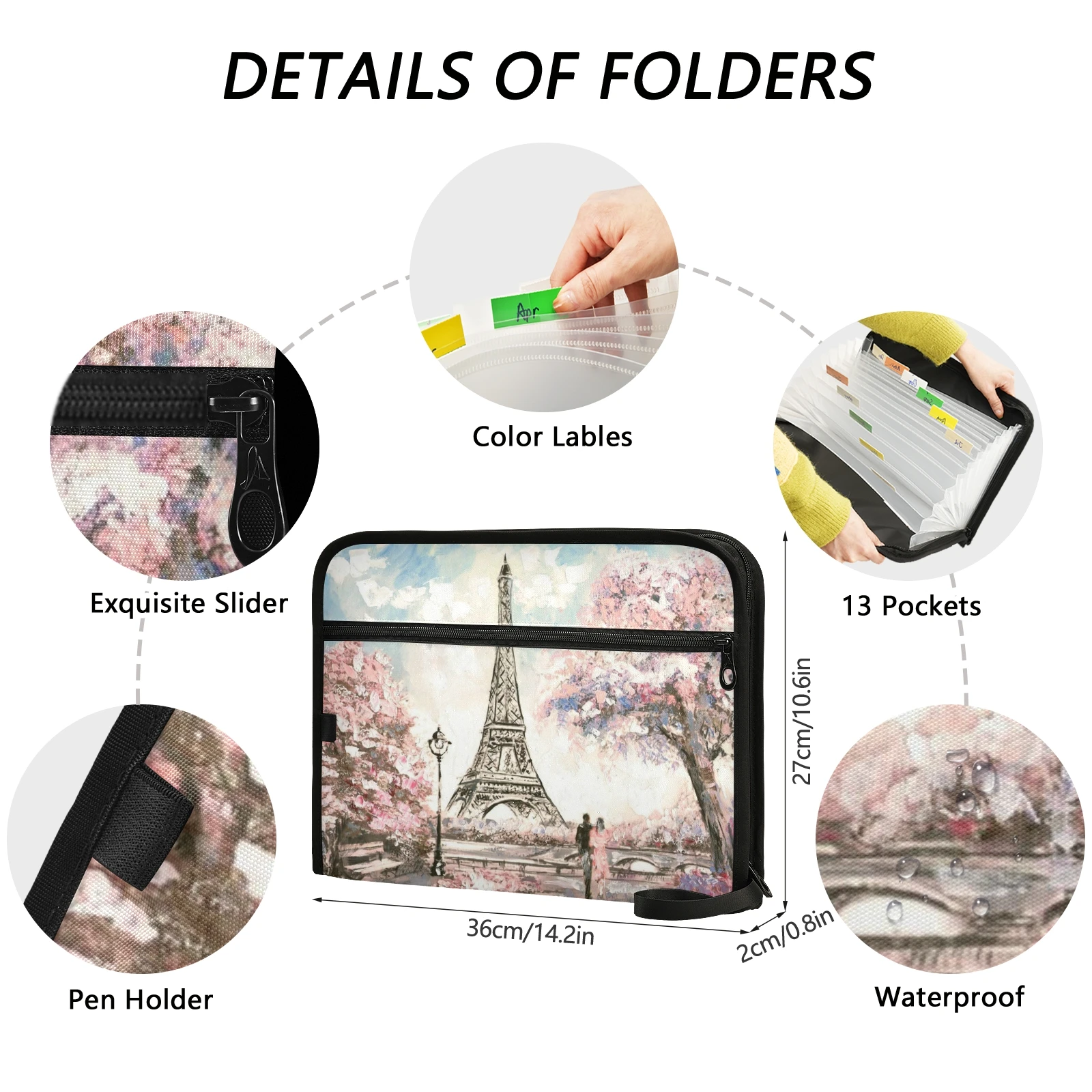 A4 Multifunction Eiffel Tower Expanding File Folder Accordion School Desk Organizer Document Holder Letter Stationery Portable