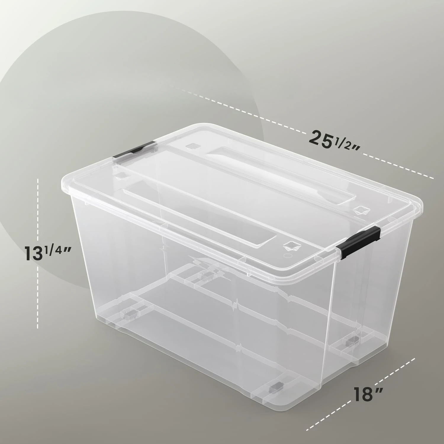 Organizing Container with Ultra Durable Lid and Secure Latching Buckles, Stackable Extra Strength Clear with Black Handle 2