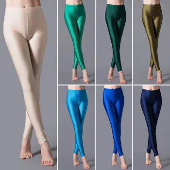 2024 New Satin Glossy Pants High Waist Sport Women Fitness Shiny Yoga Pants Tights Leggings High Elastic Glossy Leggings 1