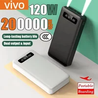 VIVO 200000 мАч Power Bank 120 Вт сверхбыстрая зарядка аккумулятора большой емкости с цифровым дисплеем Power Bank для iPhone Samsung Huawei