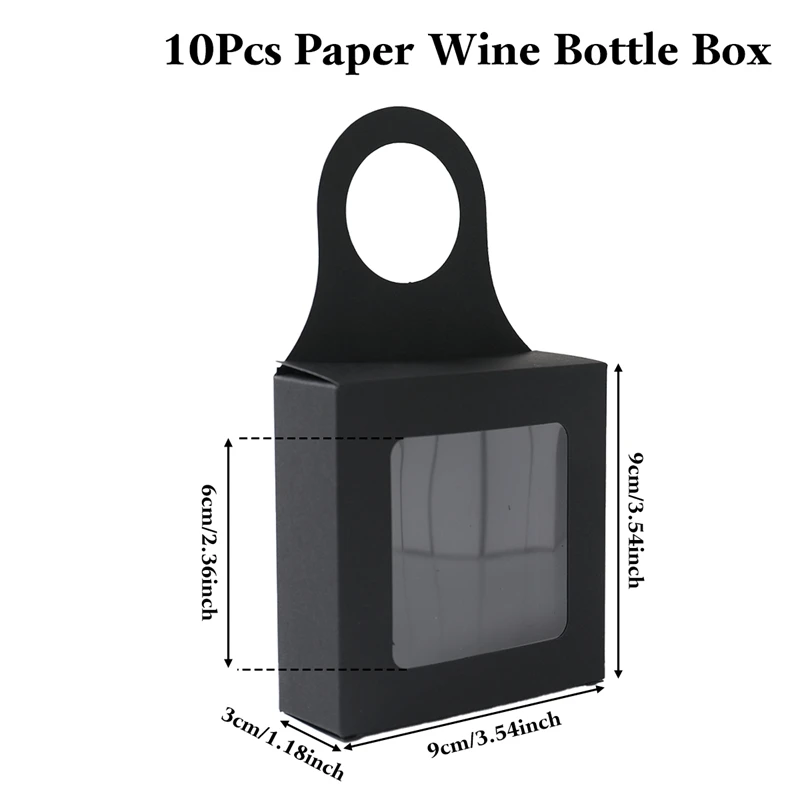 10pcs Kraft Paper Wine Gift Packaging Boxes with Window – Folding Hanging Candy, Biscui... - SKU WGBP2019 - UGI Packaging