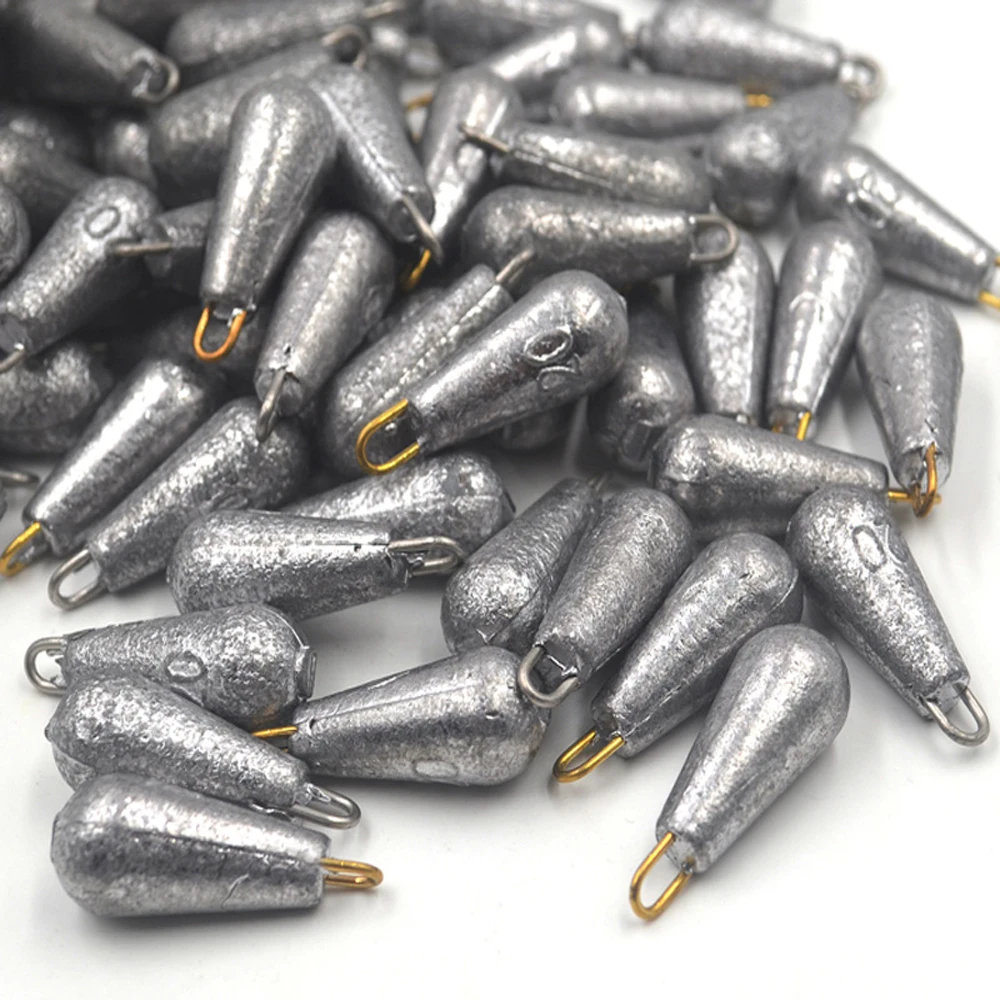 

5PCS/Lot Weight Size 10g/15g/20g/30g/40g/50g/60g/70g Water Droplets Lead Weights Fishing Oval Split Shot Lead Sinkers