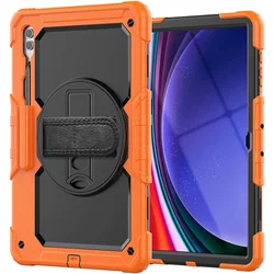Ultimate 360° Full Coverage Tablet Case with Crossbody Strap and Protective Features for Samsung Galaxy Tab A8 (Orange)