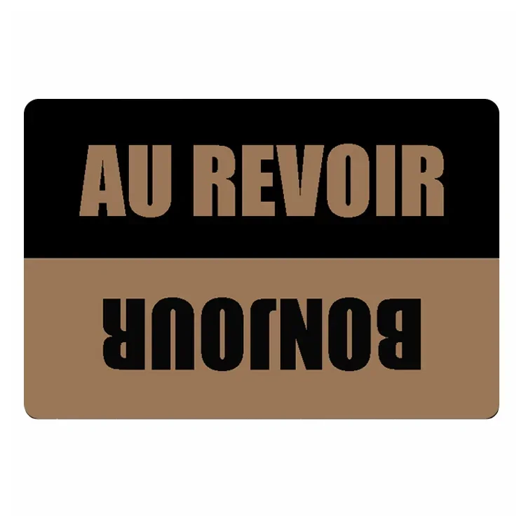 재미있는 Bonjour Au Revoir 웰컴 문짝 매트, 쿨 헬로 굿바이 프렌치 도어매트, 미끄럼 방지 고무 전면 문짝 엔트리 러그, 카펫 바닥 매트