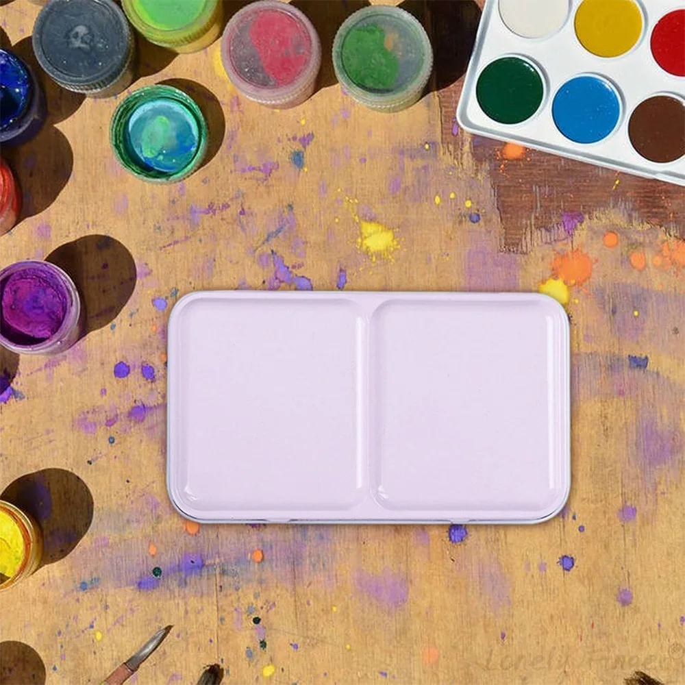 Empty Watercolor Palette, Metal Watercolor Tin with 14pcs Half Pans Paint Case with Lid Paint Box for Travel Gouache Painting 5