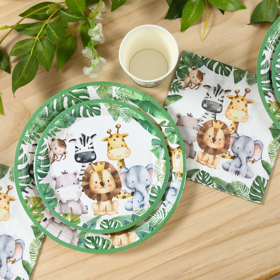 Vajilla De Animal De La Selva, Decoración De Fita De Safari En La