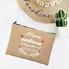 Linen Makeup Bags Thank You Teacher French Print Simple Wristlet Clutch Bag Beach Stationery Storage Travel Organizer Case Gifts 3