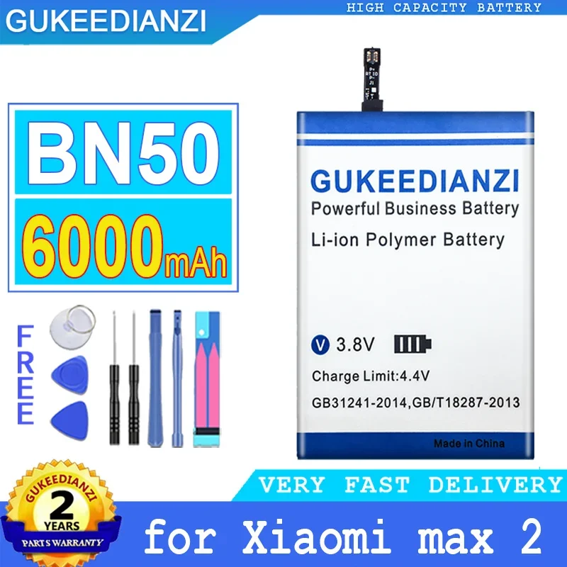 

6000mAh GUKEEDIANZI Battery BN50 for Xiaomi max2 max 2 Big Power Bateria