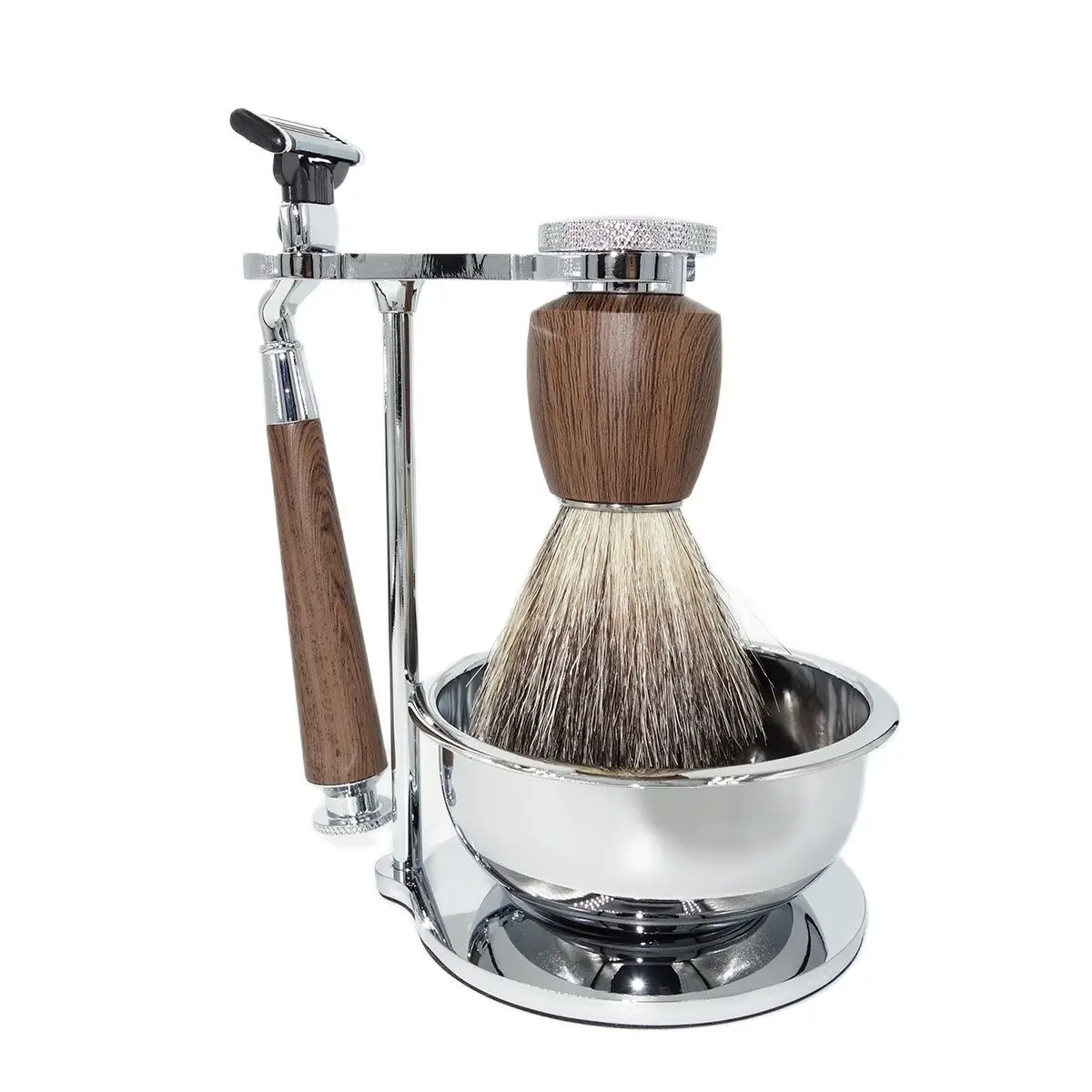 Molhado para Homens Escova de Cabelo Inoxidável e Espuma Kit de Barbear Irazor Novo Mach Navalha Natural Texugo Suporte Aço Caneca Tigela 3 1 Computers & Electronics