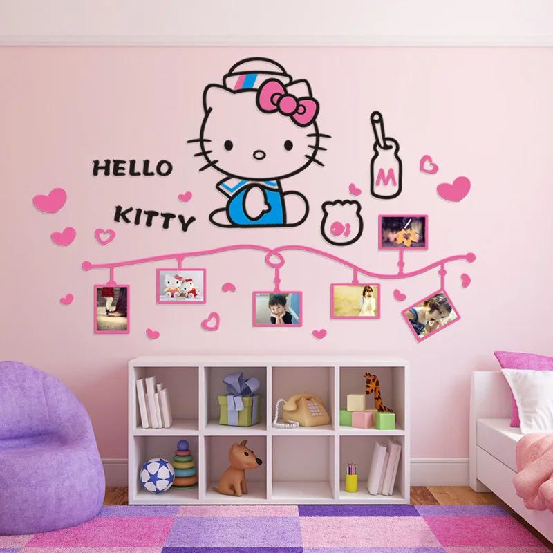 3D Acrylic Hello Kitty Wall Decoration Sticker for Baby Room, Bedroom, Game  Room, Etc. variation A 