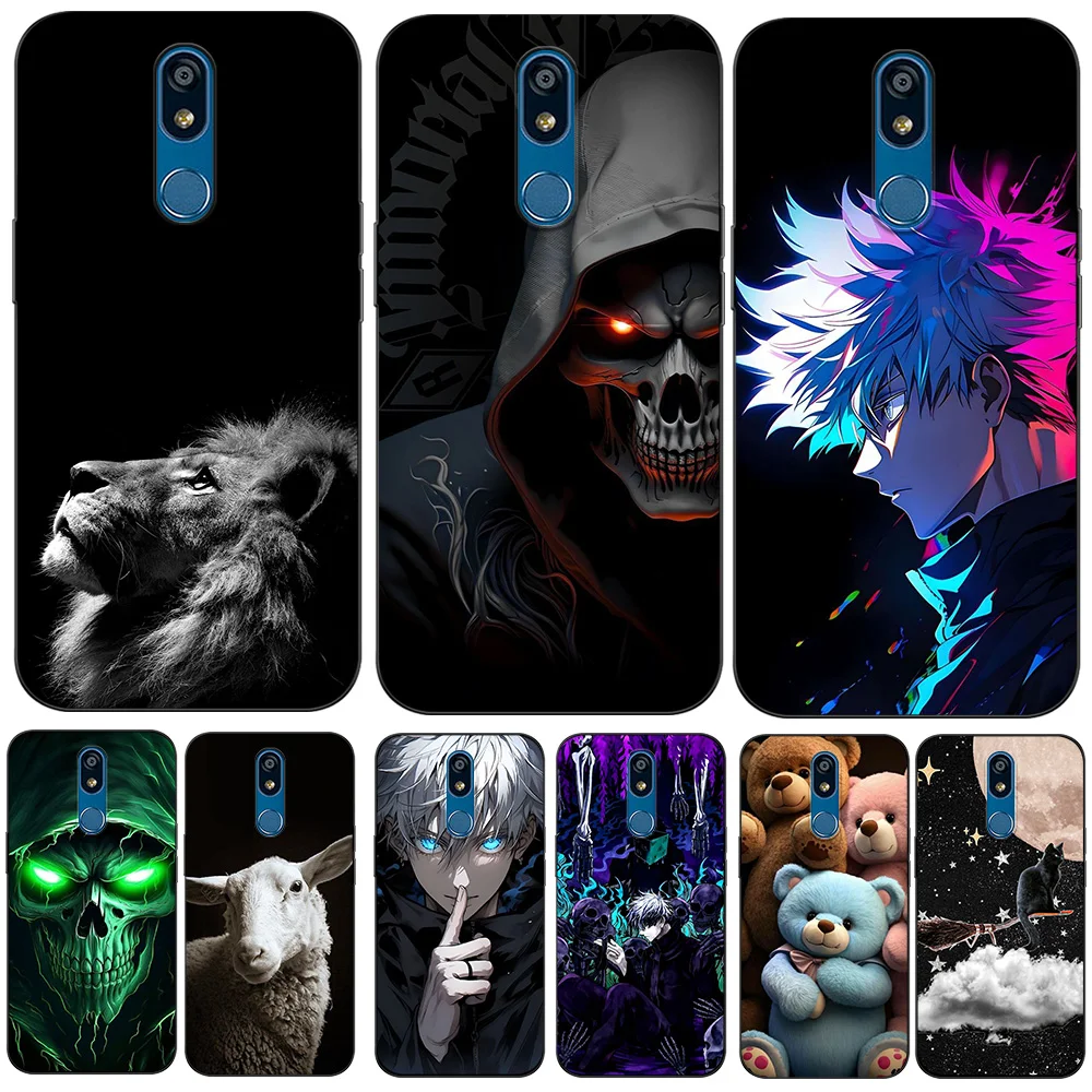 Custodia Per Lg K40 K12 + Lg K12 Plus Lg X4 2019 Cover Posteriore Del Telefono Cover Morbida In Silicone Nero Tpu Funy Skull Skeleton Sheep Lion