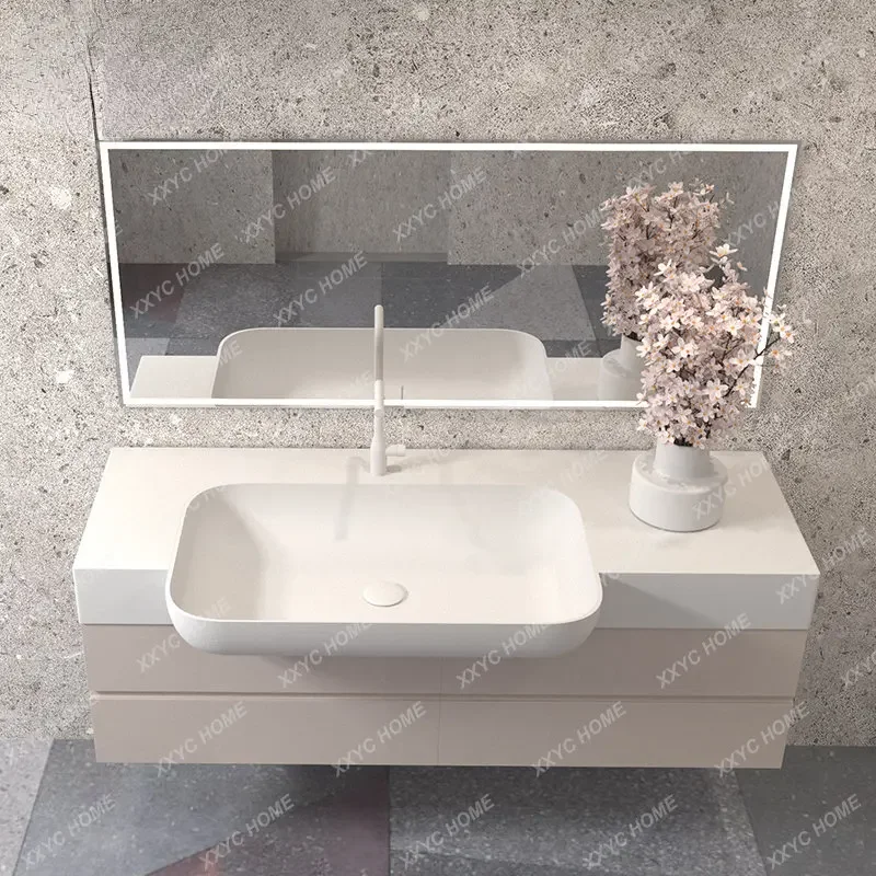 Small Apartment Narrow Edge Embedded Front Convex Half Throw Hand Washing Washbasin Cabinet Bathroom Bathroom Cabinet