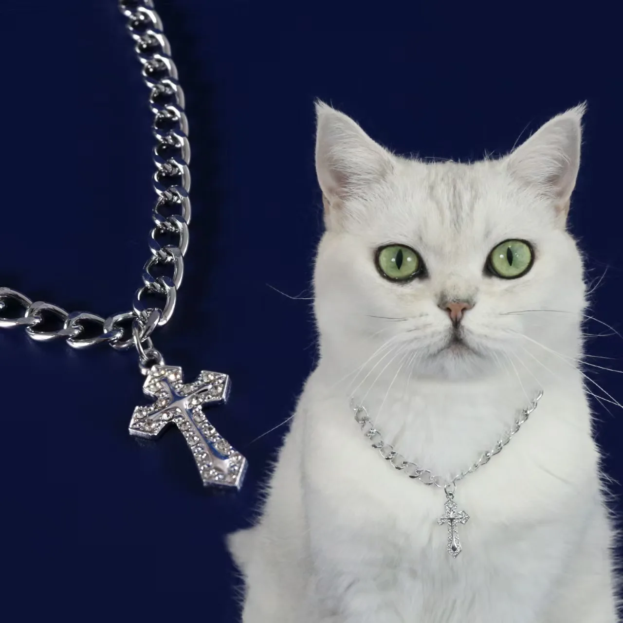 Fashion Cross Pendant Dog Accessories for Cat Neck Wear Fancy Zircon Pet Necklace Adjustable Cosplay Small Medium Puppy Collar Fashion Cross Pendant Dog Accessories for Cat Neck Wear Fancy Zircon Pet Necklace Adjustable Cosplay Small Medium Puppy Collar