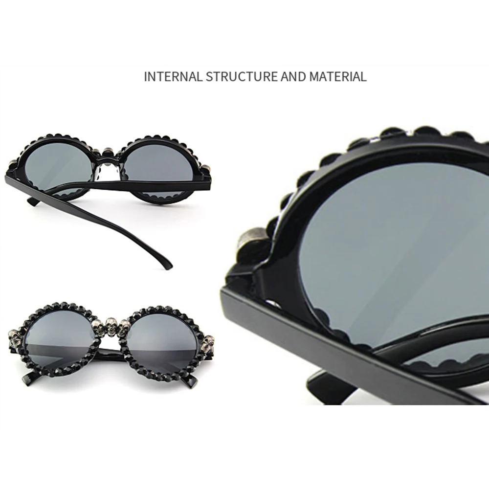 Gothic Skull Sunglasses Women Cat Eye Crystal Punk Sun Glasses Men  Halloween Decoration Eyewear Black Round Square Glasses New - AliExpress, image size:1000x1000