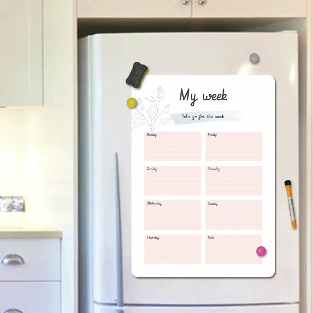 Refrigerator Magnet Board Sticker Rewritable Notes Notice Planner Planner Shopping Weekly Dry Wipe Fridge Large