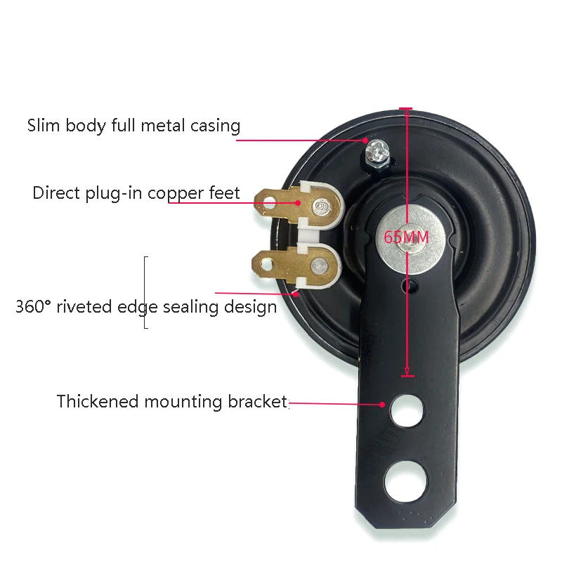 Universal Motorrad Horn Lautsprecher elektrische Hupe Kit 12V 2.5a 105db wasserdichte Horn Lautsprecher für Auto Fahrzeug LKW Auto Geländewagen – Detail 8