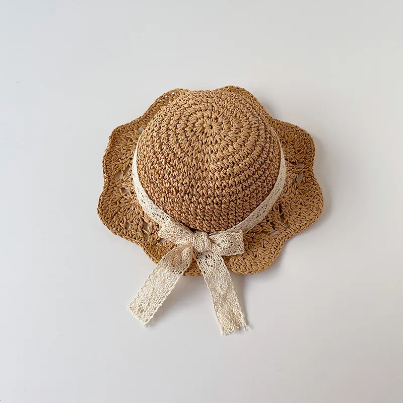 Kids Summer Hats Girls Sun Hat Sunshade Lace Straw Baby Girl Cap Girls Baby Sunscreen Beach Hat Outdoor
