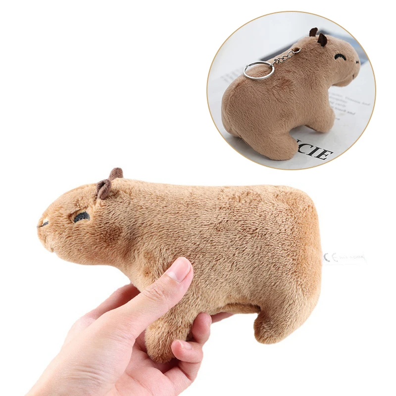 

12cm Simulation Capybara Plush Toy Stuffed Animals Keychain Keyring Soft Fluffy Capybara Doll Bag Key Pendant Accessories