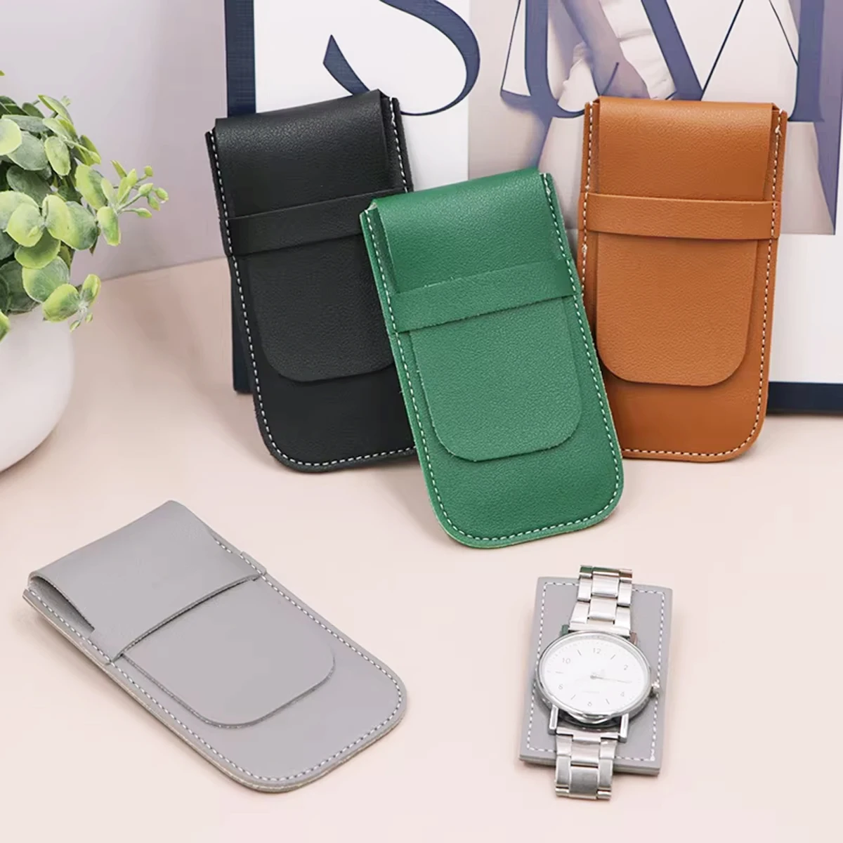Watch Bag Organizer Watch Accessories Anti-Dust Gift Bag Flannelette And Leather Bags For Jewelry Watch Storage Gift Bags